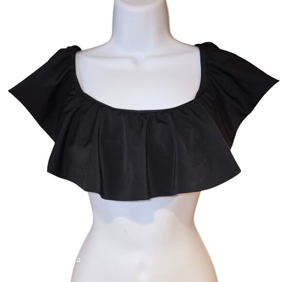 Victoria's Secret off the shoulder black ruffle bikini top only sz S - Picture 4 of 6